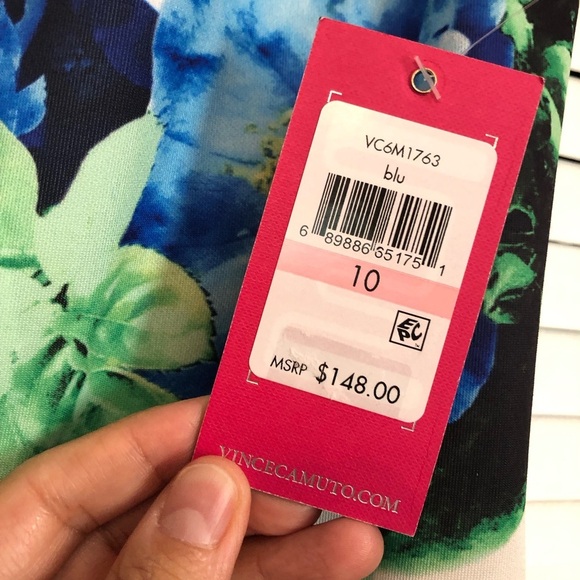 Vince Camuto Blue and Green Floral Midi Dress - Picture 6 of 15